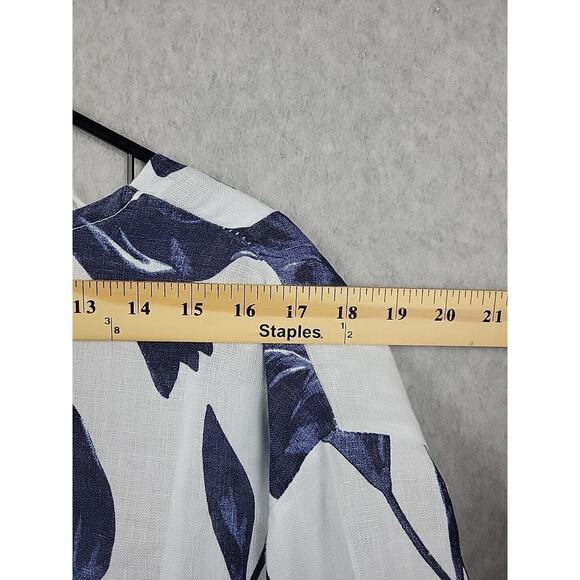 Luca Vanucci Italy Linen White Floral SS Open Front Coastal Cardigan Women's XL - Picture 10 of 12